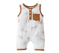Newborn Baby Rompers Bodysuit for Boys and Girls Infant Toddlers Onesies Cartoon Clothes Comfortable Button Bodysuits Sibling Matching Outfits Cute Outfit Set Brown