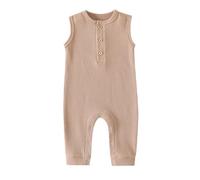 Newborn Baby Rompers Unisex Onesie Romper Cute and Comfortable Vests Cotton Button Bodysuits Toddler 1st Birthday Outfit Outfits Clothing Set Khaki