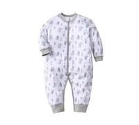 Newborn Baby Rompers Unisex Onesie Romper Print Long/Short Sleeve One-Pieces Cartoon Girls Boys Clothes Comfortable Button Bodysuits Toddler 1st Birthday Outfit First Grey
