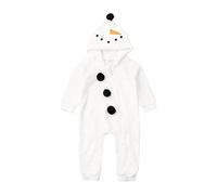 Newborn Baby Snowman Costume Jumpsuit Baby Christmas Outfit Fleece Hoodie Romper Bodysuit Warm Winter Clothes Xmas Pyjamas for Girls Boys (White Zip Up, 3-6 Months)