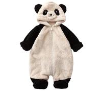 Newborn Baby Snowsuit Infant Baby Unisex Winter Panda Hooded Long Sleeve Fleece Romper Jumpsuit Toddler Pajamas Baby Winter Coat Black
