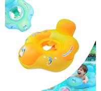 Newborn Baby Swimming Float 5-18 Months,Orange Inflatable Baby Pool Float Ring with Safety Seat,Inflatable Pool Rings Baby Swimming Ring Floating Swim Circle for Babies Toddlers Kids Infant Swim Ring