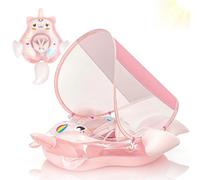 Newborn Baby Swimming Float with Canopy 0-6 Months Inflatable Baby Pool Float 6-12 Months,Pink Unicorn Baby Inflatable Seat Swimming Ring Water Floats Baby Swim Floats Ring for Toddlers Infant Babies