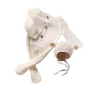 Newborn Bear Bodysuit with Matching Hat Delightful Newborn Romper and Big Ear Hat Set Perfect for Baby Portraits Gift Newborn Baby Photography Props