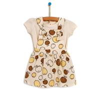 Newborn Bebbek Fruits Printed Dress - Ecru
