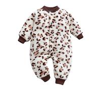 Newborn Bodysuits Baby Boys Girls Winter Jumpsuit Fleece Long Sleeve Hooded Romper Cartoon Sleepsuits for Unisex Clothing Gift Clothes Coffee