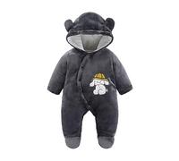 Newborn Bodysuits Baby Boys Girls Winter Jumpsuit Plush Warm Outerwear Sleepwear Animal Hooded Onesie Clothing Gift Cartoon Outfits 0-12 Months Grey