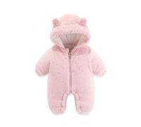 Newborn Bodysuits Baby Winter Hooded Romper Girls Boys Plush Jumpsuit Warm Outfits Cotton Pajamas Toddler Halloween Costume Infant Outerwear Pink