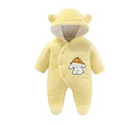 Newborn Bodysuits Girl Boy Romper Set Fleece Snowsuit Jumpsuit Cotton Pajamas Cute Hooded Zipper Baby Clothing Gift Clothes Yellow