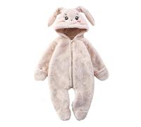 Newborn Bodysuits Girl Boy Romper Set Fuzzy Warm Hooded Winter Coat Outwear for Unisex Funny Cosplay Zip-Up Jumpsuit Baby Clothes White