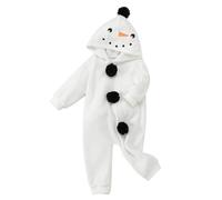 Newborn Bodysuits Girls Boys Zipper Hooded Jumpsuit Autumn Winter Flannel Cartoon Sleepsuits Romper for Unisex Toddler Baby Halloween Costume Infant Outerwear White