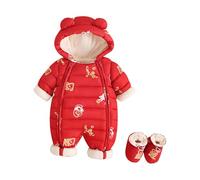 Newborn Bodysuits Girls Boys Zipper Hooded Jumpsuit Baby Plush Winter Coat Outwear Grows Outfits Fall Animal Outfit Infant Red
