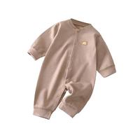 Newborn Boys Striped Sleepsuit Baby Girls Cute Jumpsuit Long Sleeve Button Down Bodysuit Fall Winter Warm Outfit Loose Footless Romper Pyjamas (Coffee, 3-6 Months)