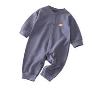 Newborn Boys Striped Sleepsuit Baby Girls Cute Jumpsuit Long Sleeve Button Down Bodysuit Fall Winter Warm Outfit Loose Footless Romper Pyjamas (Dark Blue, 0-3 Months)