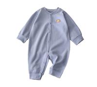 Newborn Boys Striped Sleepsuit Baby Girls Cute Jumpsuit Long Sleeve Button Down Bodysuit Fall Winter Warm Outfit Loose Footless Romper Pyjamas (Sky Blue, 0-3 Months)