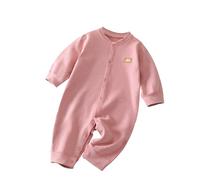 Newborn Boys Striped Sleepsuit Baby Girls Cute Jumpsuit Long Sleeve Button Down Bodysuit Fall Winter Warm Outfit Loose Footless Romper Pyjamas (Pink, 0-3 Months)