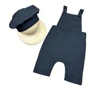 Newborn Cook Costume for Photography Soft Polyester Outfit Adjustable Straps Pants with Hat Props Easy to Wear Newborn Cook Costume Polyester