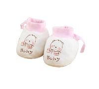 Newborn Cotton No Scratch Gloves Drawstring Adjustable Mittens Anti Scratch Cotton Gloves Mittens for Baby Infants(Pink)