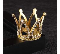 Newborn Crown Gold Mini Crown Cake Topper Prince Princess Small Tiara Cupcake Toppers Baby Tiny Miniature Crowns Little Rhinestone Golden For Crafts Photo Prop Decorations
