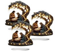 Newborn Flat Christmas Scene Desktop Decoration, 2D Acrylic Nativity Scene, Slim Tabletop Christmas Ornament for Home Office, Aesthetic Tabletop Decor for Home, Church, Holiday (3pcs)