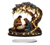 Newborn Flat Christmas Scene Desktop Decoration, 2D Acrylic Nativity Scene, Slim Tabletop Christmas Ornament for Home Office, Centerpiece Table Top Home Ornament (#A,#1PCS)