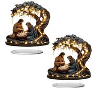 Newborn Flat Christmas Scene Desktop Decoration, 2D Acrylic Nativity Scene, Slim Tabletop Christmas Ornament for Home Office, Centerpiece Table Top Home Ornament (#A,#2PCS)