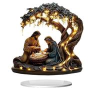 Newborn Flat Christmas Scene Desktop Decoration, 2D Acrylic Nativity Scene, Slim Tabletop Christmas Ornament for Home Office, Aesthetic Tabletop Decor for Home, Church, Holiday (1pc)