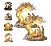 Newborn Flat Christmas Scene Desktop Decoration, Christmas Nativity Scene Decorative Figurine, 2d Acrylic, Versatile Faithful Decor for Home & Gifting (#D,2Pcs)