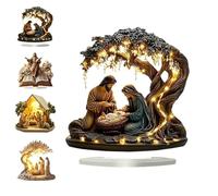 Newborn Flat Christmas Scene Desktop Decoration, Christmas Nativity Scene Decorative Figurine, 2d Acrylic, Versatile Faithful Decor for Home & Gifting (#A,1Pcs)
