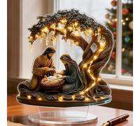 Newborn Flat Christmas Scene Desktop Decoration, Elegant 2D Acrylic Nativity Scene, Christian Jesus Xmas Tree Ornament, Christmas S-cene Desktop Decoration for Home, Church, Christian Holiday