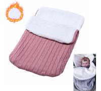 Newborn Fleece Swaddle Blanket, Baby Swaddle Blanket, Multifunctional Baby Fleece Swaddle Blanket, Knitted Baby Swaddle Winter Fleece, Infant Winter Warm Swaddle Wrap for 0-12 Month Baby (Pink)