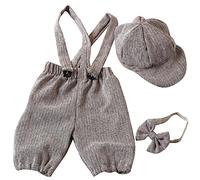 Newborn Gentleman Costume For Photography Vintage Baby Photo Suit Pants Gender Neutral Photo Outfit Infant Shower Newborn Costume Set Infant Photoshoot Accessories