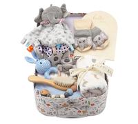 Newborn Gift, 12 in 1 Baby Set Newborn, Baby Gift Set, with Bib, Comforter, Blanket, Bib, Socks, Triangular Scarf and Wooden Rattle, Gifts for Birth for Boys and Girls
