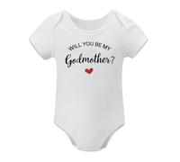 Newborn Godparent Proposal Outfit 0-12M - Unisex Baby Bodysuit, Godfather Godmother Question Romper, Soft Cotton White-style 3months