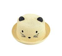 Newborn Hats for Girls Hat Cat Baby Straw Boys Summer Beach Caps Girls Children Sun Hats Cartoon Kids Hat Baby Bucket Hat (Beige, One Size)