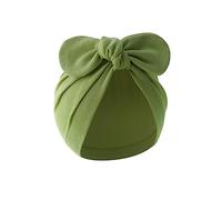 Newborn Indian Breathable Child with Large Bow Knot Solid Colour Baby Edge Windproof Caps Baby Newborn Girls Boys with Bow, Matcha Color, One Size