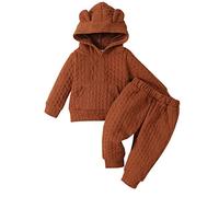 Newborn Infant Baby Boy Girl Fleece Jacket Winter Clothes Hooded Coat Tops With Bear Ears Pants Sweater 2PCS Outfits Set Boys Jacket 5 (A1-RD3, 12-18 Months)