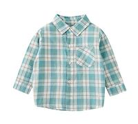 Newborn Infant Baby Boys Basic Plaid Dress Shirts Causal Long Sleeve Lapel Down Top Coat for Toddler Boys Girls Oversized Trendy Shirts Fall Winter Clothes Loose Fit (Green, 4-5 Years)