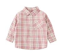 Newborn Infant Baby Boys Basic Plaid Dress Shirts Causal Long Sleeve Lapel Down Top Coat for Toddler Boys Girls Oversized Trendy Shirts Fall Winter Clothes Loose Fit (Pink, 3-4 Years)