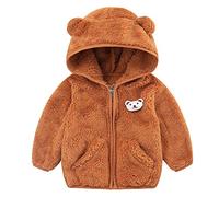 Newborn Infant Baby Boys Girls Cartoon Fleece Hooded Jacket Coat with Ears Warm Todder Kids Outwear Coat Zipper Up 0-24 Months