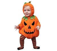 Newborn Infant Baby Girls Boys Halloween Clothes Sets Long Sleeve Fleece Zipper Hooded Kids Outfit Jumpsuit Pumpkin =Romper Jacket Tops Striped Pants Footed Leggings Costumes