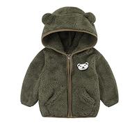 Newborn Infant Baby Girls Boys Jacket Ears Hooded Outerwear Zipper Warm Winter Coat Plaid Coats for Boys Little Child Coat Winter Clothes Fleece Jackets 2024 Cute Fashion Trendy (AG, 12-18 Months)