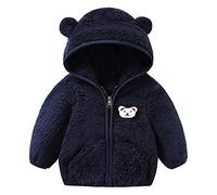 Newborn Infant Baby Girls Boys Jacket Ears Hooded Outerwear Zipper Warm Winter Coat Plaid Coats for Boys Little Child Coat Winter Clothes Fleece Jackets 2024 Cute Fashion Trendy (Navy, 0-6 Months)