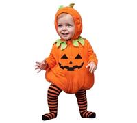 Newborn Infant Baby Pumpkin Halloween Costumes, Cute Toddler Halloween Cosplay Outfits, Long Sleeve Fleece Hooded Zipper Design Romper Striped Pant Sets, Party Performance