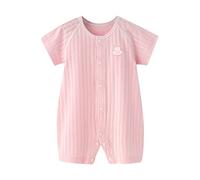 Newborn Infant Romper Baby Ribbed Cotton One Piece Outfit Boy Girl Clothes Cute Jumpsuit Crew Toddler 1st Birthday Idea for Dad or Grandparents Pink
