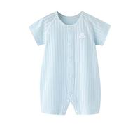 Newborn Infant Romper Baby Ribbed Cotton One Piece Outfit Boy Girl Clothes Cute Jumpsuit Crew Toddler 1st Birthday Idea for Dad or Grandparents Blue