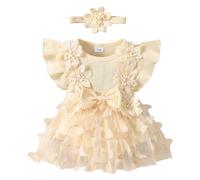 Newborn Infant Romper Bodysuit for Boys and Girls Toddlers Onesies Cute Jumpsuit Baby Outfit Summer Clothes Toddler 1st Birthday Idea Dad or Grandparents Beige