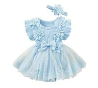 Newborn Infant Romper Toddler Baby Boy Girl Summer Top Print Long/Short Sleeve One-Pieces Pregnancy Reveal Gift Cotton Pajamas 1st Birthday Outfit Cute Set Blue