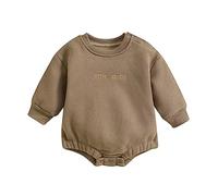 Newborn Infant Toddler Boys Girls Long Sleeve Letter Prints Romper Newborn Clothes Long Sleeve Fall Winter Outfits Baby Boy Gifts Khaki