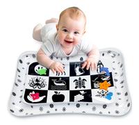 Newborn Infant Tummy Time Water Mat - Black and White High Contrast Play Mat for Baby, Girls or Boys - Promotes Core Strength and Motor Skills, Portable Montessori Toys for Babies 1-9 Months